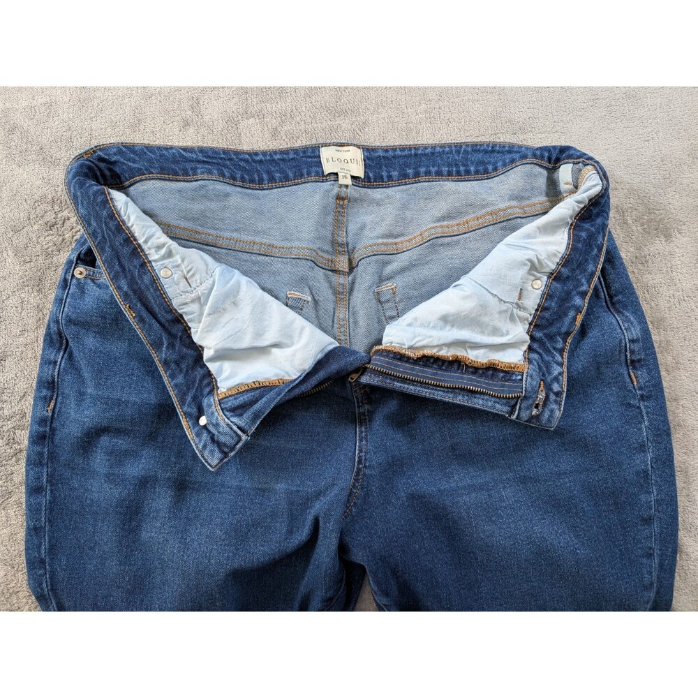 Eloquii Jeans Womens 16 Blue Stretch Flare Denim High Rise Casual Boho Trendy - Picture 6 of 12